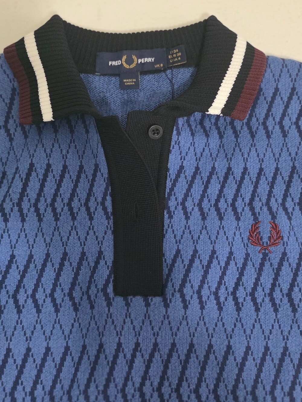 Fred Perry Blue, Black & Cream Striped Polo Dress Size 4 NWOT - Picture 9 of 14